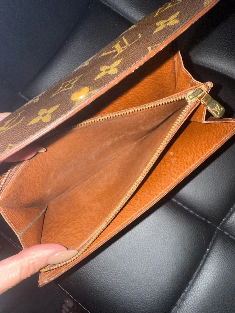 Louis Vuitton Monogram Canvas Flap Wallet - Dark Brown with Gold Hardware